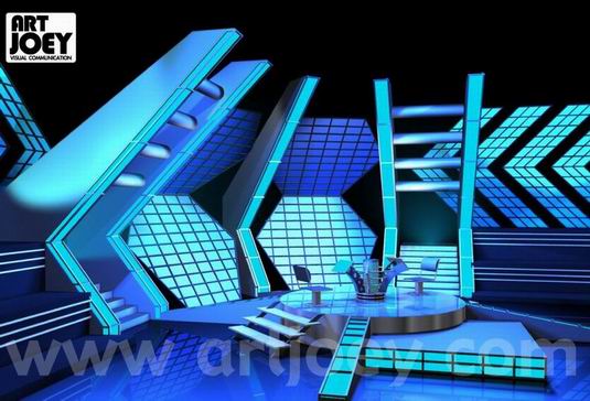 TV Studio Set Design - Millionair Game Show Mediacorp. Set Design 2000 Singapore PIC-3